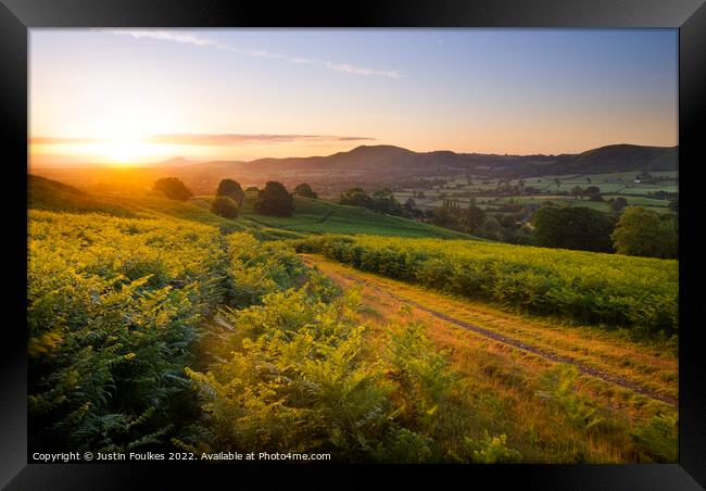 Sunrise over the Shropshire Hills Framed Print by Justin Foulkes