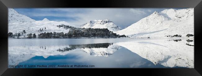 Liathach reflected in Loch Clair, Torridon, Scotland Framed Print by Justin Foulkes