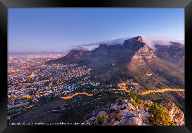 Table Mountain and Cape Town from Lion's Head Framed Print by Justin Foulkes