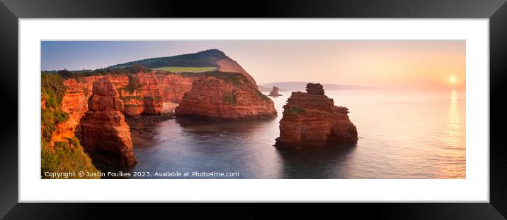 Ladram Bay Panorama, Sidmouth, Devon Framed Mounted Print by Justin Foulkes