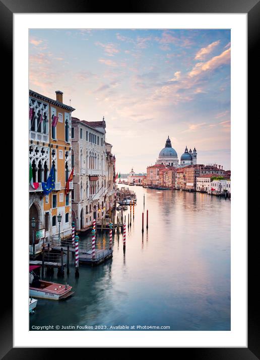 The Grand Canal at sunrise, Venice, Italy Framed Mounted Print by Justin Foulkes