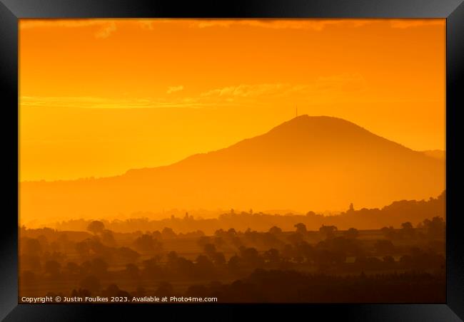 The Wrekin at sunrise, Shropshire, England, UK. Framed Print by Justin Foulkes