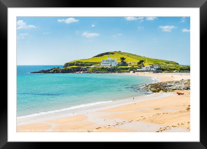 Burgh Island from Bigbury beach, South Devon Framed Mounted Print by Justin Foulkes