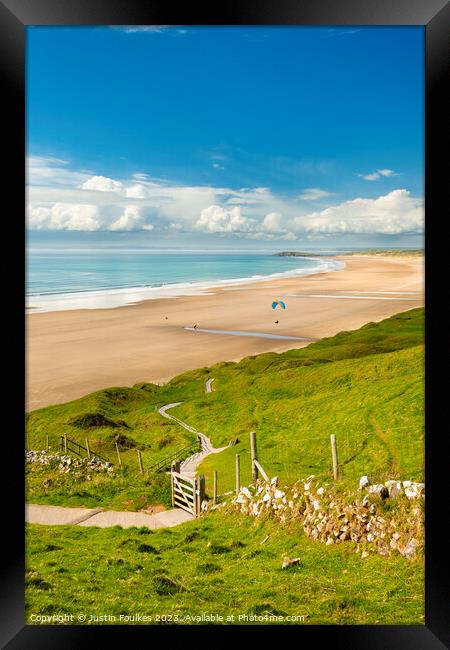 The path to Rhossili Beach, Gower, Wales Framed Print by Justin Foulkes