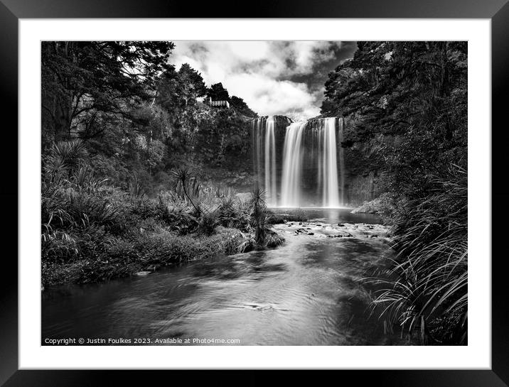 Whangarei Falls, Northland, New Zealand Framed Mounted Print by Justin Foulkes