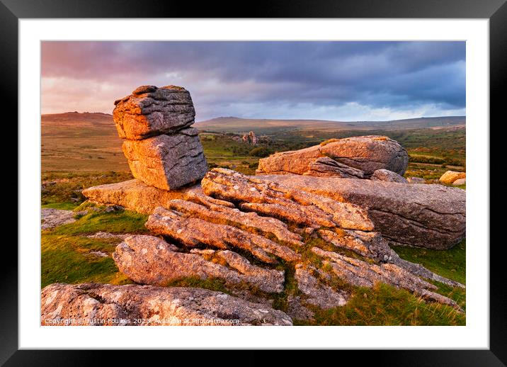 Heckwood Tor, with Vixen Tor beyond, Dartmoor Framed Mounted Print by Justin Foulkes