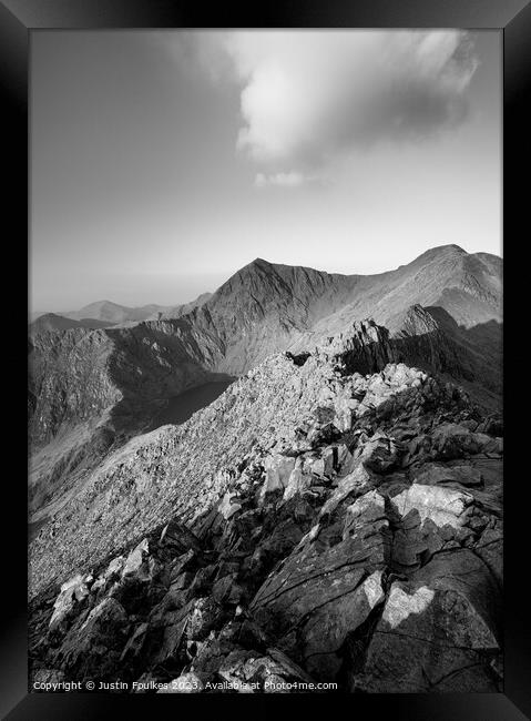 Snowdon from Crib Goch, North Wales Framed Print by Justin Foulkes