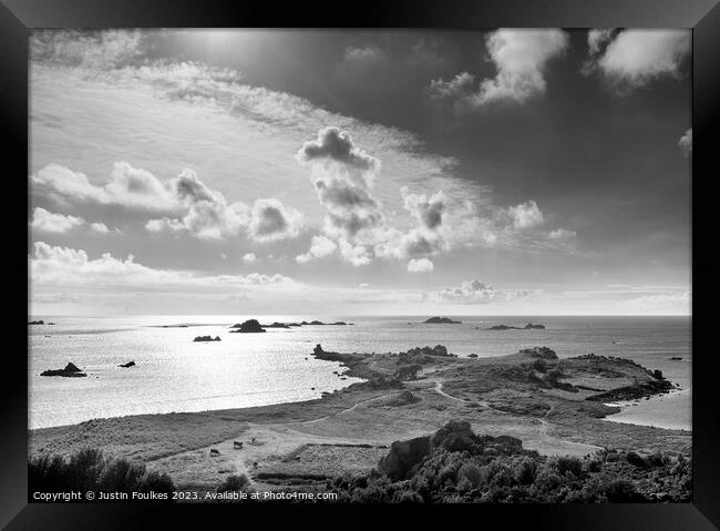 Samson Hill view, Bryher, Isles of Scilly Framed Print by Justin Foulkes