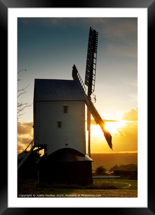 Jill Windmill on the South Downs, West Sussex Framed Mounted Print by Justin Foulkes