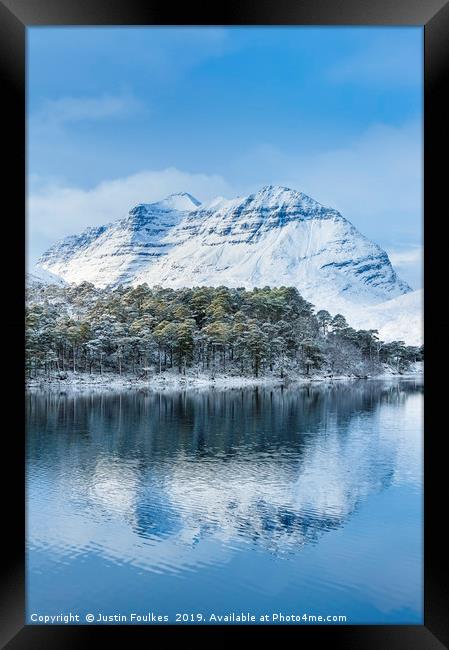 Liathach from Loch Clair, Winter Framed Print by Justin Foulkes