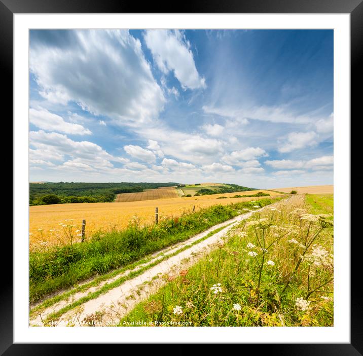 The South Downs Way near Bignor Hill  Framed Mounted Print by Justin Foulkes