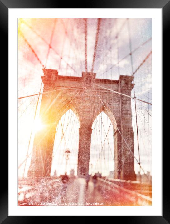 Bridge to Brooklyn Framed Mounted Print by Justin Foulkes