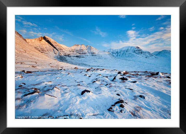 Beinn Alligin at sunrise, Torridon, Highland, Scot Framed Mounted Print by Justin Foulkes