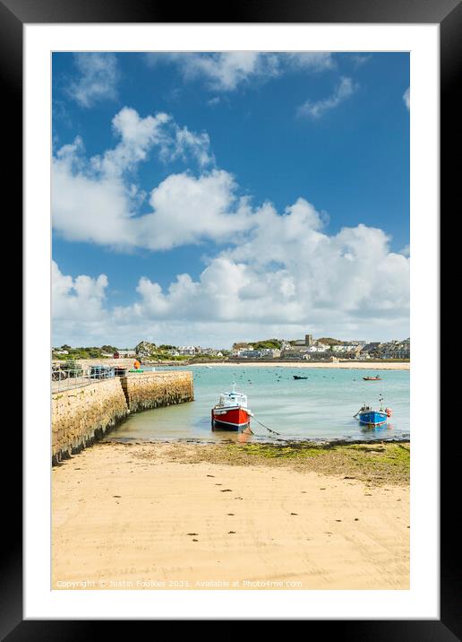 St Mary's harbour, Hugh Town, Isles of Scilly Framed Mounted Print by Justin Foulkes