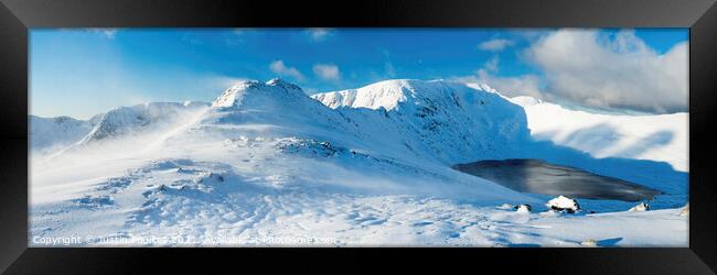 Striding Edge winter panorama, Helvellyn Framed Print by Justin Foulkes