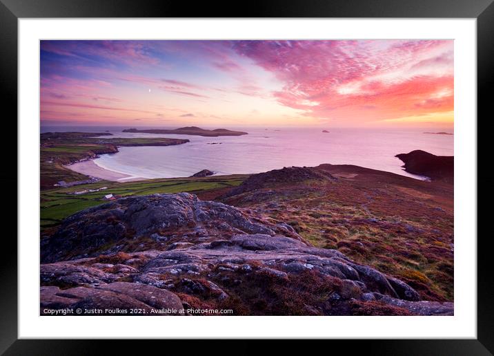 Sunset over Whitesands Bay and St David's Head Framed Mounted Print by Justin Foulkes