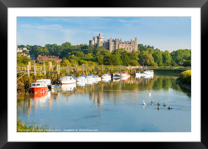 Arundel Castle from the River Arun, South Downs Framed Mounted Print by Justin Foulkes