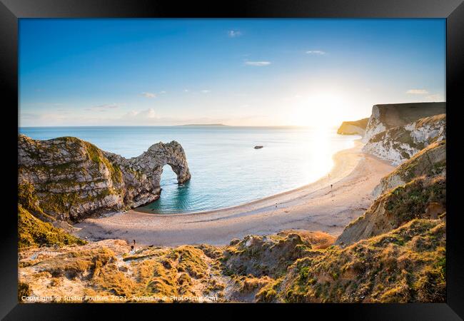 Durdle Door at sunset, Dorset Framed Print by Justin Foulkes