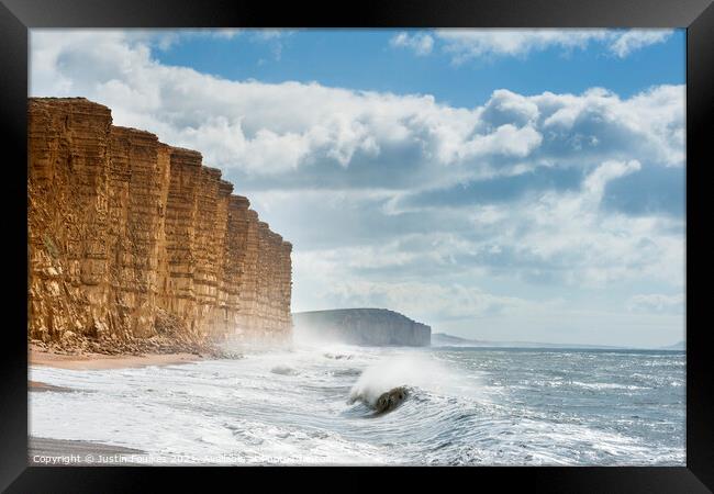 East Cliff at West Bay, Dorset Framed Print by Justin Foulkes