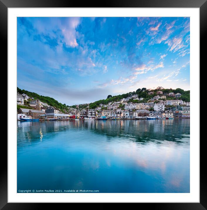 Harbour reflections, Looe, Cornwall Framed Mounted Print by Justin Foulkes
