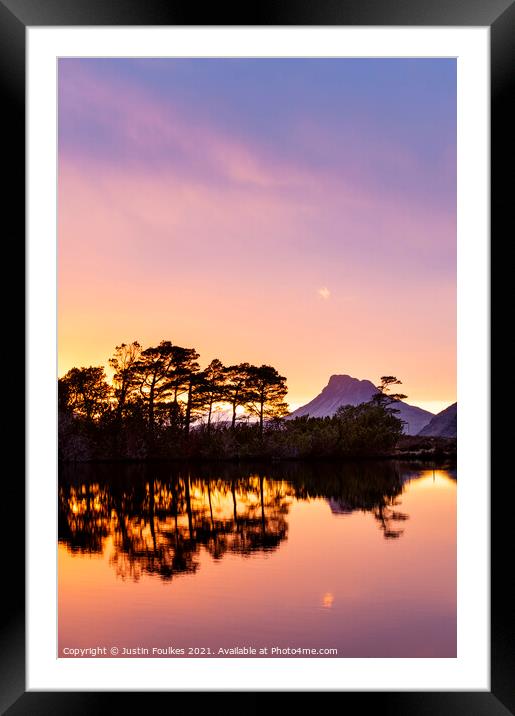 Stac Pollaidh sunset reflections Framed Mounted Print by Justin Foulkes