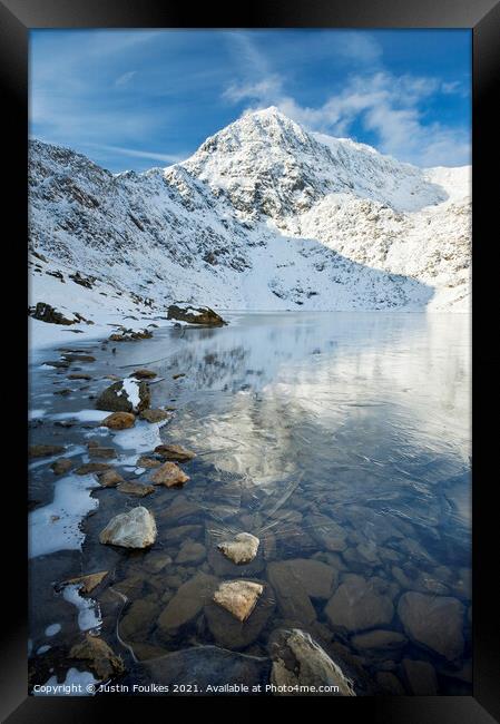 Snowdon, from Glaslyn, Wales Framed Print by Justin Foulkes