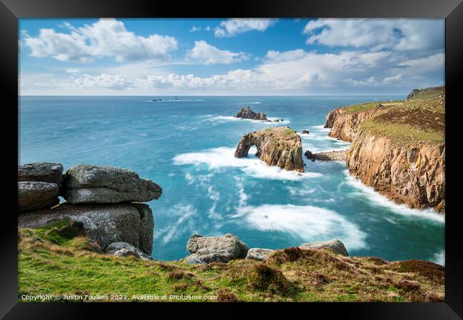 Land's End, Cornwall Framed Print by Justin Foulkes