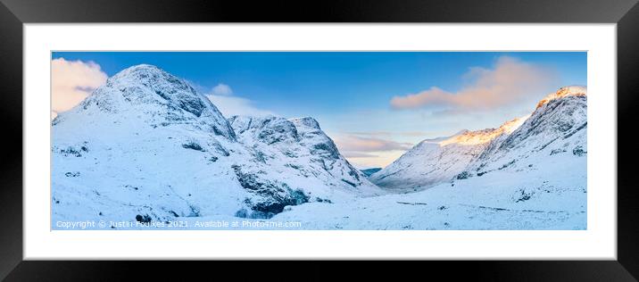 The Three Sisters of Glencoe in winter, Scotland Framed Mounted Print by Justin Foulkes