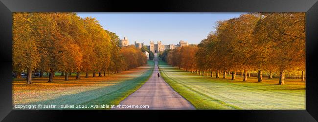 Autumn view of "The Long Walk" at Windsor Castle,  Framed Print by Justin Foulkes