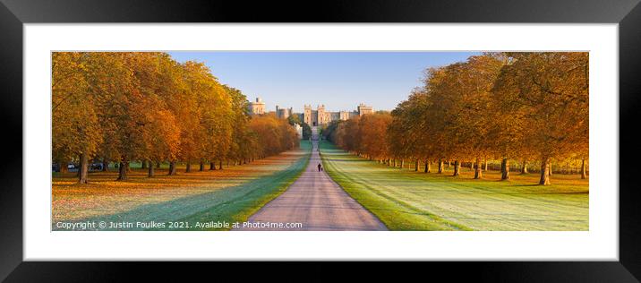 Autumn view of "The Long Walk" at Windsor Castle,  Framed Mounted Print by Justin Foulkes
