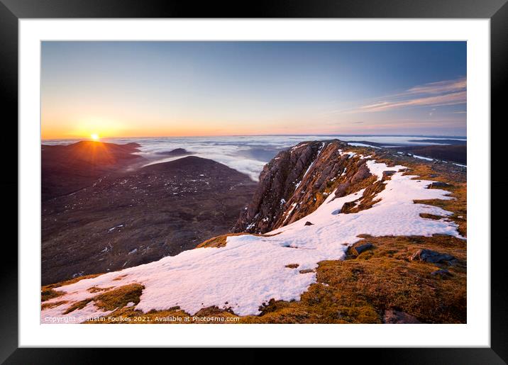 Sunrise over Glen Affric from the summit of Sgurr Na Lapaich, Highland, Scotland Framed Mounted Print by Justin Foulkes