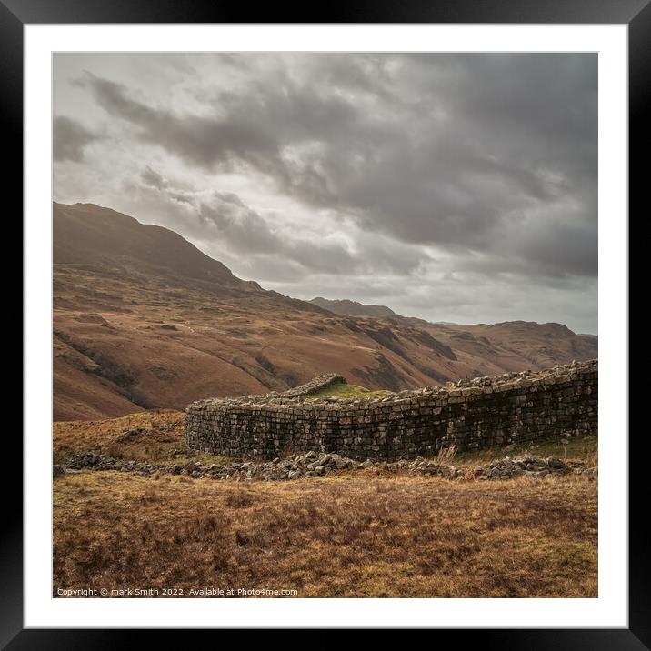 Roman Wall, Cumbria Framed Mounted Print by mark Smith