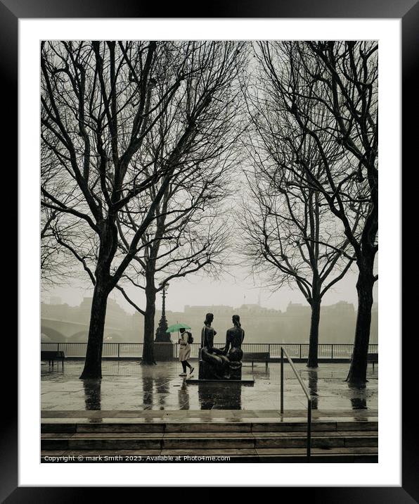 Rainy Day on Southbank Framed Mounted Print by mark Smith