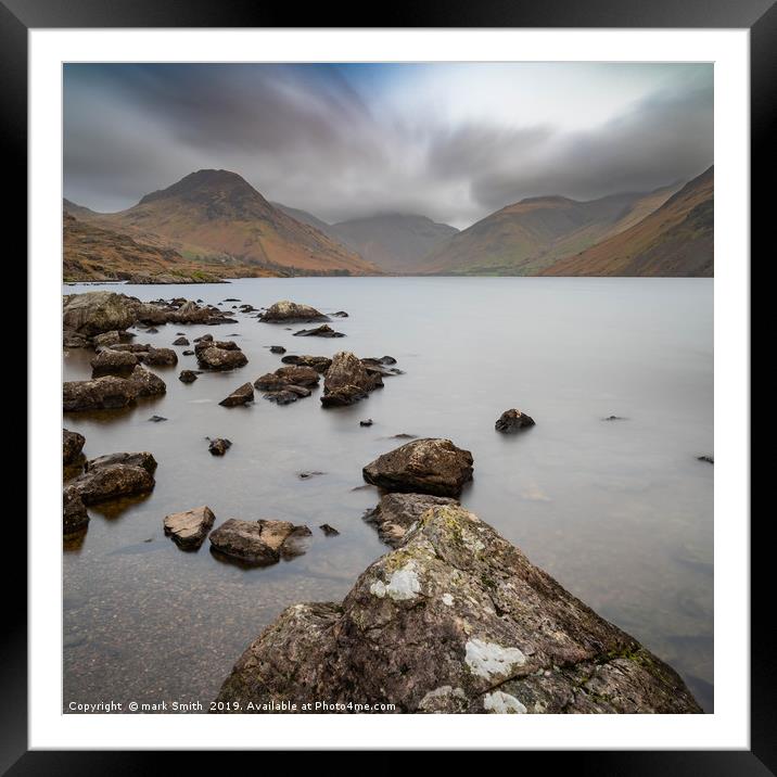 Rocks in Wast Water Framed Mounted Print by mark Smith