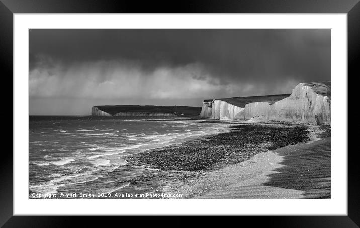 Storm Clouds Over Seven Sisters Framed Mounted Print by mark Smith
