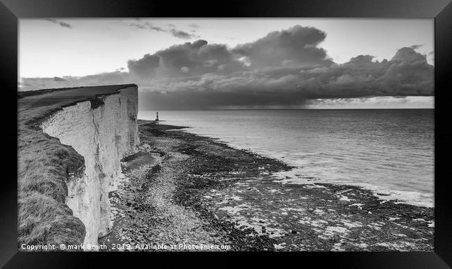 Rain Clouds Over The Channel Framed Print by mark Smith
