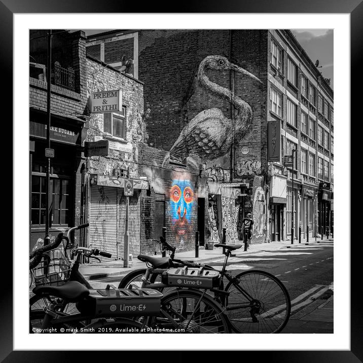 Street Art Brick Lane Framed Mounted Print by mark Smith