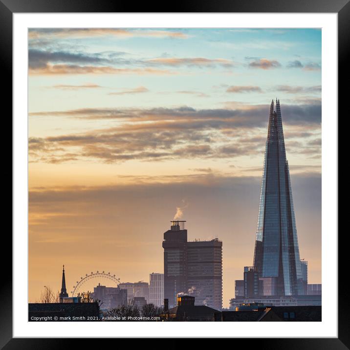 South Bank London Skyline Framed Mounted Print by mark Smith
