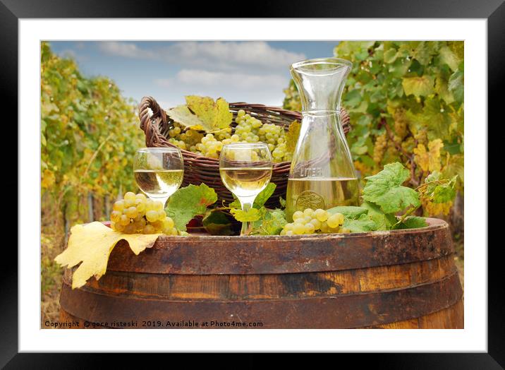 white wine and grape Framed Mounted Print by goce risteski