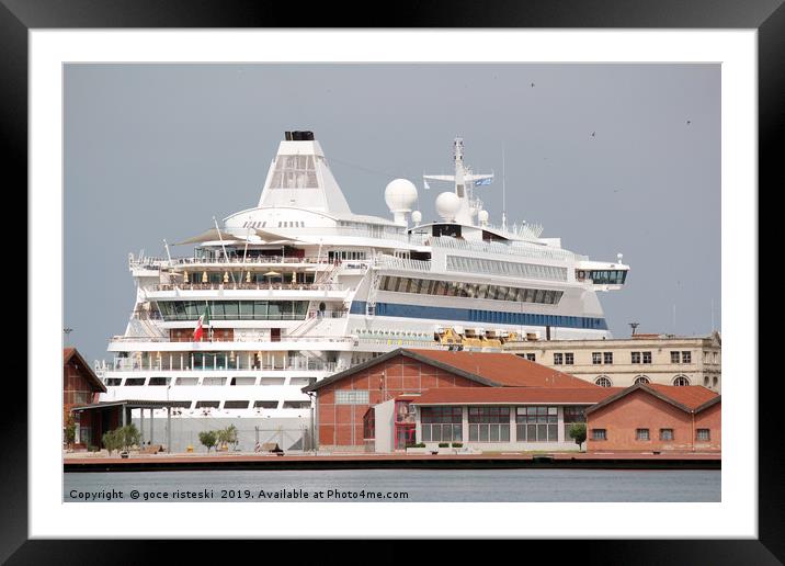 cruiser ship at the port Framed Mounted Print by goce risteski