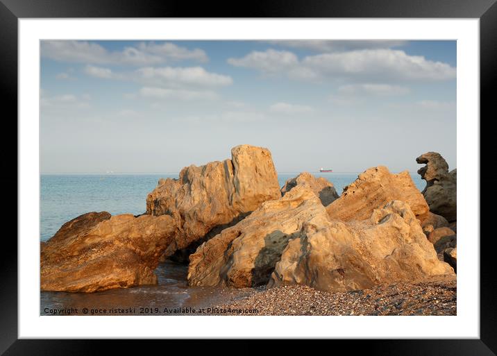 seascape with rocks summer scene Framed Mounted Print by goce risteski