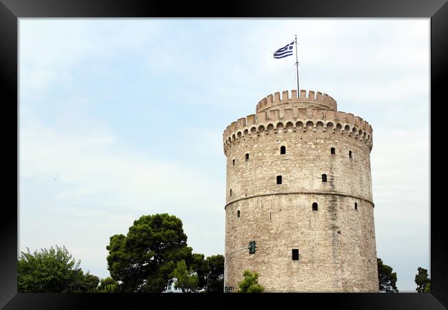 Thessaloniki white tower famous landmark Framed Print by goce risteski