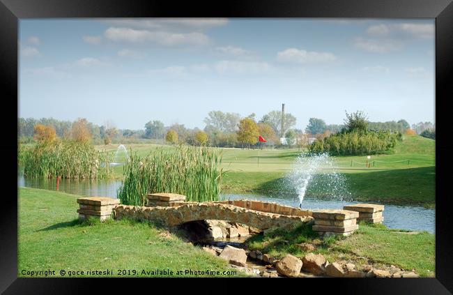 golf course with little stone bridge Framed Print by goce risteski