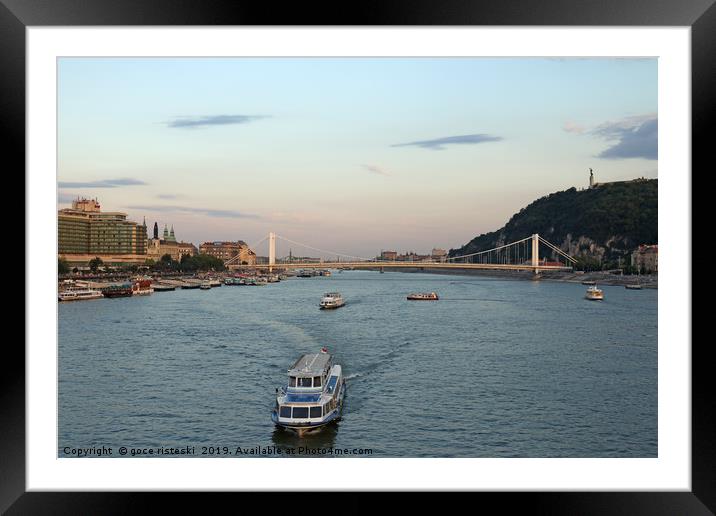 twilight over Danube river Budapest Framed Mounted Print by goce risteski