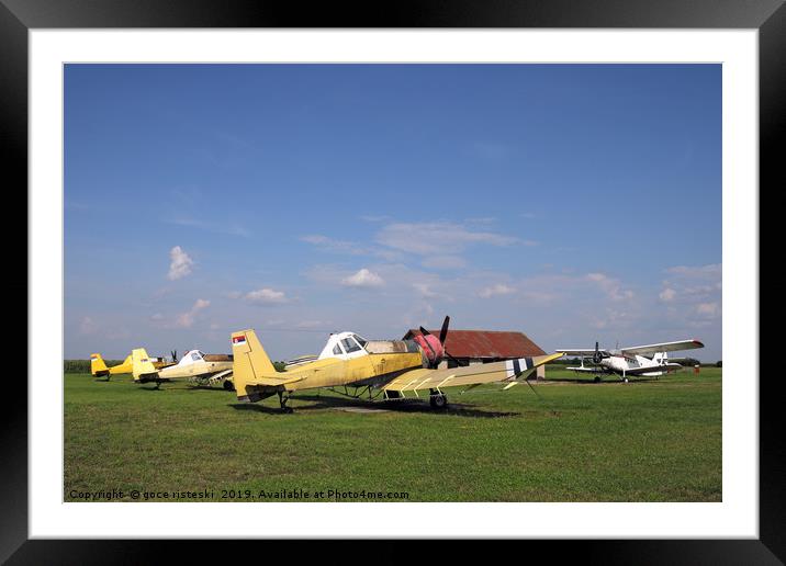 old crop duster airplanes on airfield Framed Mounted Print by goce risteski