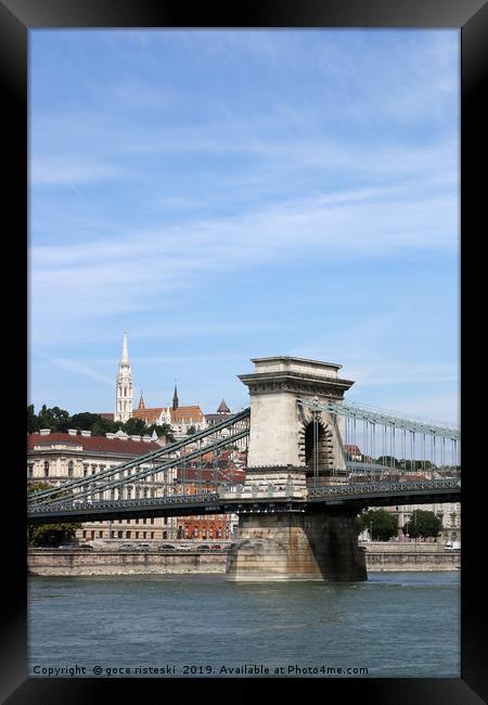 famous chain bridge Budapest Hungary Framed Print by goce risteski