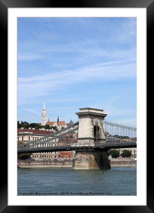 famous chain bridge Budapest Hungary Framed Mounted Print by goce risteski