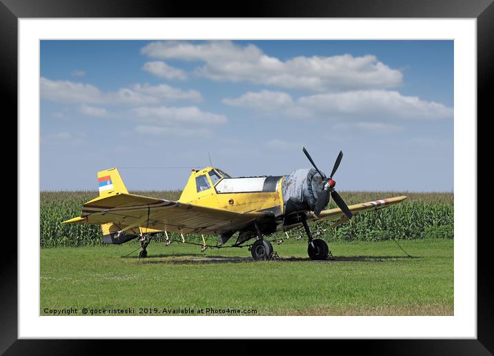 crop duster airplane on airfield Framed Mounted Print by goce risteski