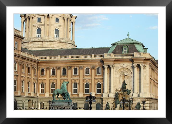 Buda royal castle with fountain and horse statue Framed Mounted Print by goce risteski