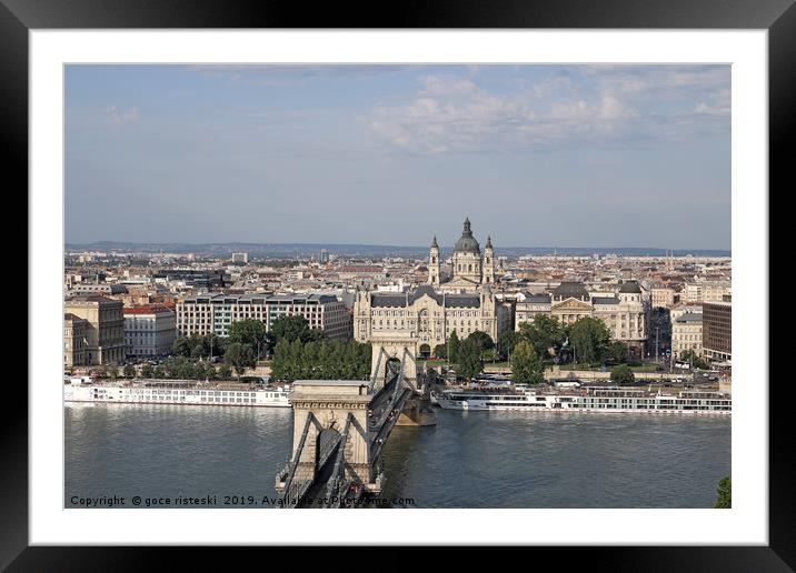 Budapest cityscape Chain bridge and Saint Stephen' Framed Mounted Print by goce risteski